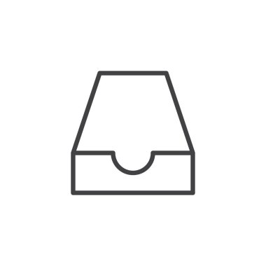 Posta kutusu gelen kutusu satırı simgesi, anahat vektör işareti üzerinde beyaz izole doğrusal stil piktogram. Posta kutusu sembolü, logo illüstrasyon. Düzenlenebilir kontur