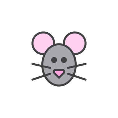 Fare kafası dolu anahat simgesini, çizgi vektör işareti, üzerinde beyaz izole doğrusal renkli sembol. Sembol, logo illüstrasyon. Piksel mükemmel vektör grafikleri