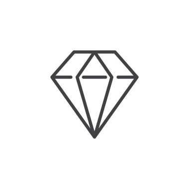 Elmas satırı simgesi, vektör işareti, anahat üzerinde beyaz izole doğrusal stil piktogram. Takı sembolü, logo illüstrasyon. Düzenlenebilir kontur