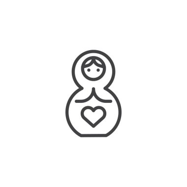 Matryoshka anahat simgesi. Mobil kavramı ve web tasarım için doğrusal stili işaret. Rus anne bebek basit çizgi vektör simgesi. Sembol, logo illüstrasyon