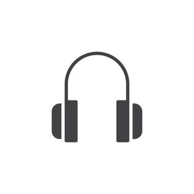 Kulaklık simge vektör, düz işareti, üzerinde beyaz izole katı piktogram dolu. Logo illüstrasyon müzik sembole dinle.