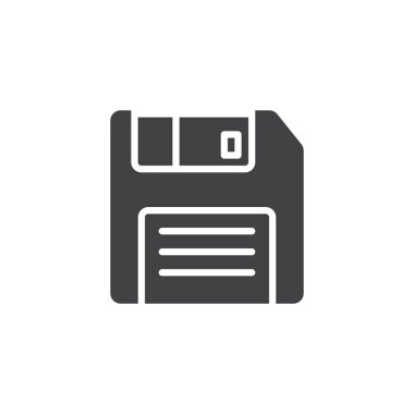 Floppy disk simge vektör, düz işareti, üzerinde beyaz izole katı piktogram dolu. Disket, sembol, logo resim Kaydet.