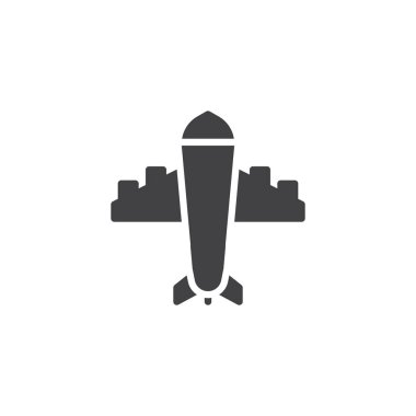 Uçak vektör simgesi. Mobil kavramı ve web tasarım için düz işareti dolu. Uçak basit katı simgesi. Havaalanı sembolü, logo illüstrasyon. Piksel mükemmel vektör grafikleri