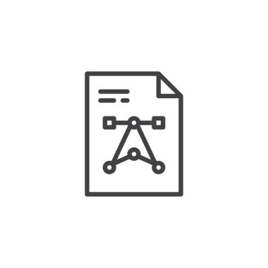 Kalem aracı tasarım dosyası satırı simgesi, vektör işareti, anahat üzerinde beyaz izole doğrusal stil piktogram. Sembol, logo illüstrasyon. Düzenlenebilir kontur