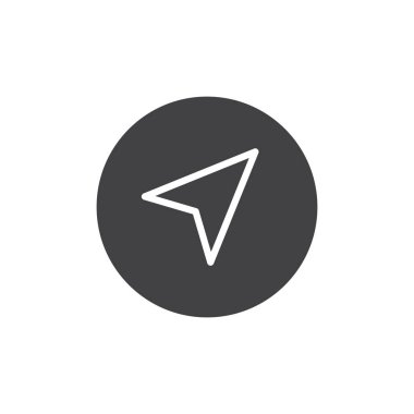 İmleç simge vektör, düz işareti, üzerinde beyaz izole katı piktogram dolu. Navigator işaretçi ok sembolü, logo illüstrasyon.