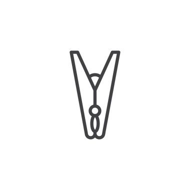 Giysi PIN anahat simgesi. Mobil kavramı ve web tasarım için doğrusal stili işaret. Peg basit çizgi vektör simgesi. Sembol, logo illüstrasyon. Piksel mükemmel vektör grafikleri