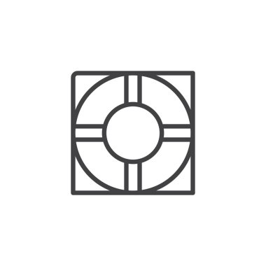 Hayat şamandıra anahat simgesi. Mobil kavramı ve web tasarım için doğrusal stili işaret. Cankurtaran basit çizgi vektör simgesi. Sembol, logo şekil yardım. Piksel mükemmel vektör grafikleri