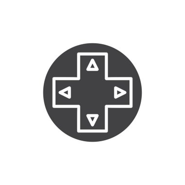 Gamepad hakim olmak düğme simge vektör. Mobil kavramı ve web tasarım için düz işareti dolu. Gamepad kontrol düğmeleri basit katı simge vektör. Sembol, logo illüstrasyon.