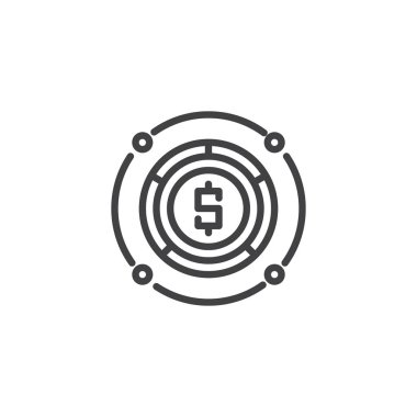 Bitcoin cryptocurrency anahat simgesi. Mobil kavramı ve web tasarım için doğrusal stili işaret. Sanal dijital para basit çizgi vektör simgesi. Sembol, logo illüstrasyon. Piksel mükemmel vektör grafikleri