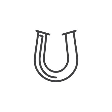 At nalı satırı simgesi, vektör işareti, anahat üzerinde beyaz izole doğrusal stil piktogram. Şans sembolü, logo illüstrasyon. Düzenlenebilir kontur