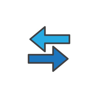 Sol ok tam anahat simgesini, çizgi vektör işareti, üzerinde beyaz izole doğrusal renkli sembol dolu. Borsası sembolü, logo illüstrasyon. Piksel mükemmel vektör grafikleri