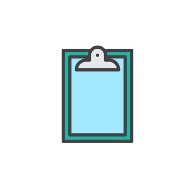 Kağıt Pano doldurulmuş anahat simgesini, çizgi vektör işareti, üzerinde beyaz izole doğrusal renkli sembol. Sembol, logo illüstrasyon. Piksel mükemmel vektör grafikleri