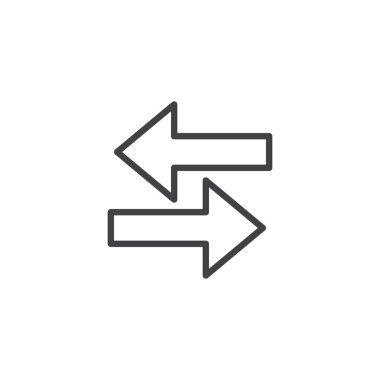 Doğru çizgi simgesi, sol ok anahat vektör işareti, üzerinde beyaz izole doğrusal stil piktogram. Borsası sembolü, logo illüstrasyon. Düzenlenebilir kontur