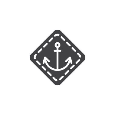 Çapa amblemi vektör simgesi. Mobil kavramı ve web tasarım için düz işareti dolu. Deniz basit katı simgesi. Sembol, logo illüstrasyon. Piksel mükemmel vektör grafikleri