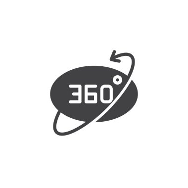 360 derece görünüm vektör simgesi. Mobil kavramı ve web tasarım için düz işareti dolu. basit katı simgesi. Sembol, logo illüstrasyon. Piksel mükemmel vektör grafikleri