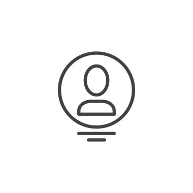 Kullanıcı hesap satırı simgesi, anahat vektör işareti üzerinde beyaz izole doğrusal stil piktogram. Kişi simgesi, logo illüstrasyon. Düzenlenebilir kontur