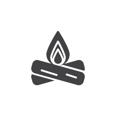 Kamp ateşi vektör simgesi. Mobil kavramı ve web tasarım için düz işareti dolu. Şenlik ateşi basit katı simgesi. Sembol, logo illüstrasyon. Piksel mükemmel vektör grafikleri