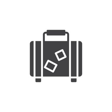 Seyahat bavul vektör simgesi. Mobil kavramı ve web tasarım için düz işareti dolu. Bagaj çanta basit katı simgesi. Sembol, logo illüstrasyon. Piksel mükemmel vektör grafikleri