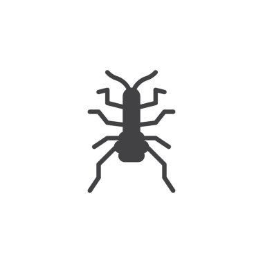 Weevil böcek simge vektör, düz işareti, üzerinde beyaz izole katı piktogram dolu. Hata simgesi, logo illüstrasyon.