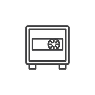 Kasa satırı simgesi, anahat vektör işareti, üzerinde beyaz izole doğrusal stil piktogram. kasa, güvenli sembolü, logo illüstrasyon. Düzenlenebilir kontur