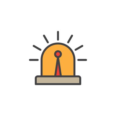 Flaşör alarm ışık dolu anahat simgesini, çizgi vektör işareti, üzerinde beyaz izole doğrusal renkli sembol. Güvenlik ve gözetim sistem simgesi, logo illüstrasyon. Piksel mükemmel vektör grafikleri