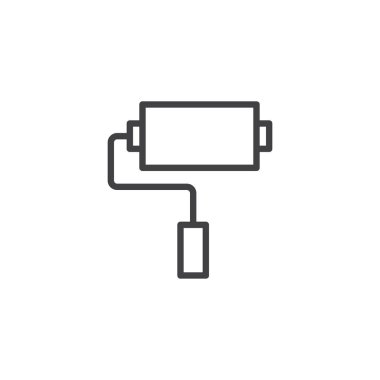 Boya silindiri anahat simgesi. Mobil kavramı ve web tasarım için doğrusal stili işaret. Rulo fırça basit çizgi vektör simgesi. Sembol, logo illüstrasyon. Piksel mükemmel vektör grafikleri