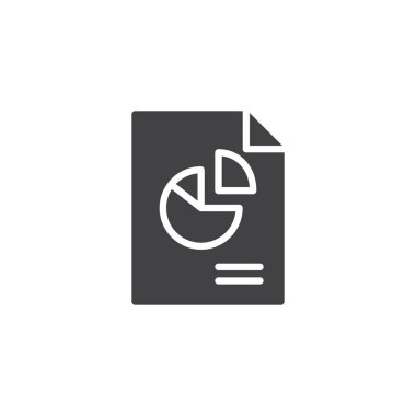 İş rapor dosyası pasta grafik simge vektör, düz işareti, üzerinde beyaz izole katı piktogram dolu. Sembol, logo illüstrasyon.