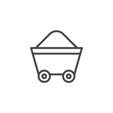 Benim tramvay hattı kutsal kişilerin resmi, vektör işareti, anahat üzerinde beyaz izole doğrusal stil piktogram. Barrow sembolü, logo illüstrasyon. Düzenlenebilir kontur