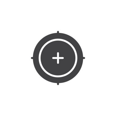 Hedef vektör simgesi. Mobil kavramı ve web tasarım için düz işareti dolu. Amaç basit katı simgesi. Sembol, logo illüstrasyon. Piksel mükemmel vektör grafikleri