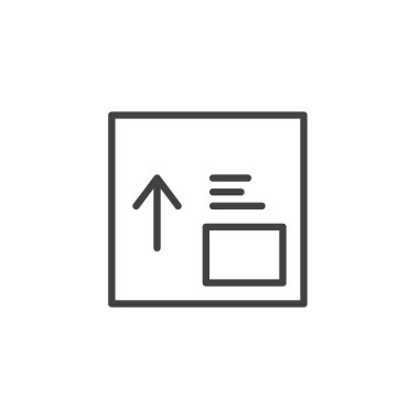 Paket kutu etiket satırı simgesi işleme kadar yüzü, vektör işareti, anahat üzerinde beyaz izole doğrusal stil piktogram. Sembol, logo illüstrasyon. Düzenlenebilir kontur