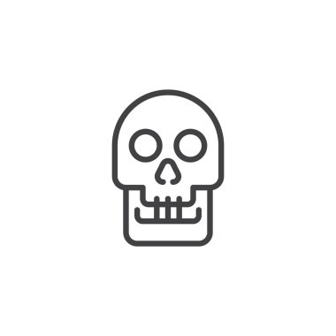 İnsan kafatası anahat simgesi. Mobil kavramı ve web tasarım için doğrusal stili işaret. Antropoloji basit çizgi vektör simgesi. Sembol, logo illüstrasyon. Piksel mükemmel vektör grafikleri