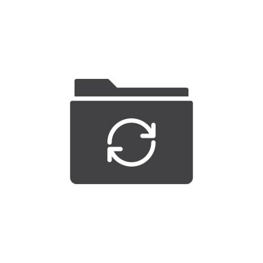 Klasörü yenileme simge vektör, düz işareti, üzerinde beyaz izole katı piktogram dolu. Sembol, logo illüstrasyon.