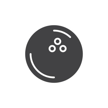 Bowling topu simge vektör, düz işareti, üzerinde beyaz izole katı piktogram dolu. Sembol, logo illüstrasyon.