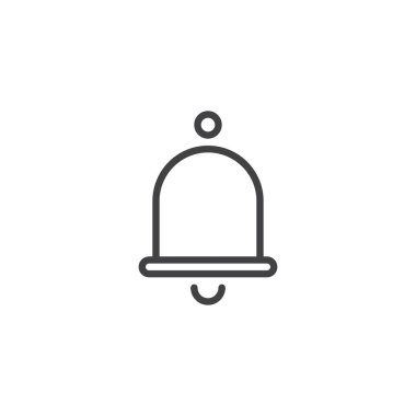 Alarm zili satırı simgesi, vektör işareti, anahat üzerinde beyaz izole doğrusal stil piktogram. Sembol, logo illüstrasyon. Düzenlenebilir kontur