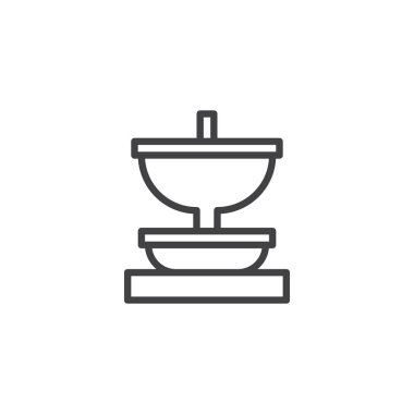 Çeşme anahat simgesi. Mobil kavramı ve web tasarım için doğrusal stili işaret. Açık su çeşme basit çizgi vektör simgesi. Sembol, logo illüstrasyon. Piksel mükemmel vektör grafikleri