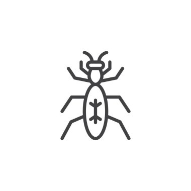 Bug böcek satırı simgesi, vektör işareti, anahat üzerinde beyaz izole doğrusal stil piktogram. Pismire termit sembolü, logo illüstrasyon. Düzenlenebilir kontur