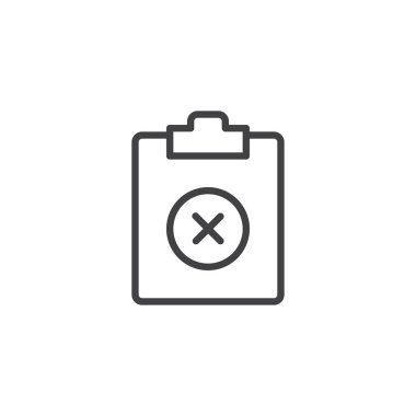 Belge dosyası satırı simgesini kaldırmak için vektör işareti, anahat üzerinde beyaz izole doğrusal stil piktogram. Pano Sil simgesi, logo illüstrasyon. Düzenlenebilir kontur