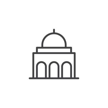 Oryantal satırı simgesi bina, anahat vektör işareti, üzerinde beyaz izole doğrusal stil piktogram. Sembol, logo illüstrasyon. Düzenlenebilir kontur