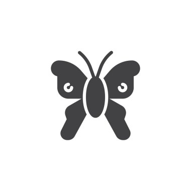 Kelebek simge vektör, dolu düz işareti, üzerinde beyaz izole katı piktogram. Sembol, logo illüstrasyon.