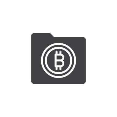 Bitcoin klasör vektör simgesi. Mobil kavramı ve web tasarım için düz işareti dolu. Cryptocurrency Arşiv basit katı simgesi. Sembol, logo illüstrasyon. Piksel mükemmel vektör grafikleri