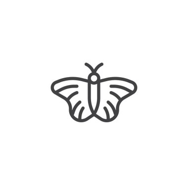 Kelebek satırı simgesi, vektör işareti, anahat üzerinde beyaz izole doğrusal stil piktogram. Güve sembolü, logo illüstrasyon. Düzenlenebilir kontur
