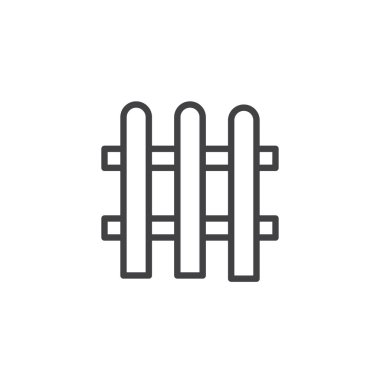 Çit anahat simgesi. Mobil kavramı ve web tasarım için doğrusal stili işaret. Ahşap Bahçe Çiti basit çizgi vektör simgesi. Sembol, logo illüstrasyon. Piksel mükemmel vektör grafikleri