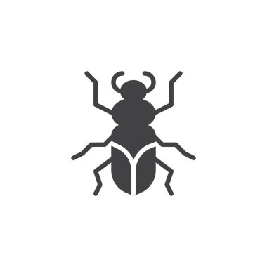 Zemin böceği böcek simge vektör, düz işareti, üzerinde beyaz izole katı piktogram dolu. Sembol, logo illüstrasyon.