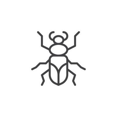 Zemin böceği böcek satırı simgesi, anahat vektör işareti üzerinde beyaz izole doğrusal stil piktogram. Sembol, logo illüstrasyon. Düzenlenebilir kontur