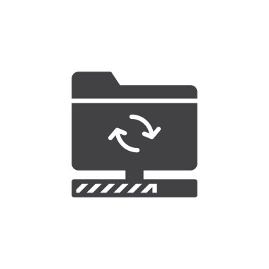 Klasör simge vektör, dolu düz işareti, üzerinde beyaz izole katı piktogram güncelleştirin. Veri kurtarma sembolü, logo illüstrasyon.