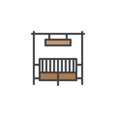 Ahır kapısı doldurulmuş anahat simgesini, çizgi vektör işareti, üzerinde beyaz izole doğrusal renkli sembol. Sembol, logo illüstrasyon. Piksel mükemmel vektör grafikleri