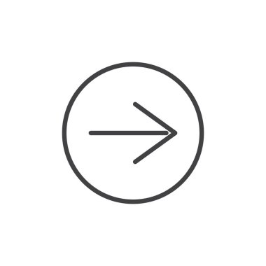 Sonraki satırı simgesi sayfa, vektör işareti, anahat üzerinde beyaz izole doğrusal stil piktogram. Ok sağ sembol, logo illüstrasyon. Düzenlenebilir kontur