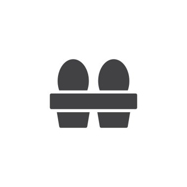 Yumurta paketleme simge vektör, dolu düz işareti, üzerinde beyaz izole katı piktogram. Sembol, logo illüstrasyon.