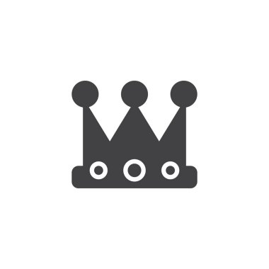 Kral taç simge vektör, düz işareti, üzerinde beyaz izole katı piktogram dolu. VIP sembolü, logo illüstrasyon.