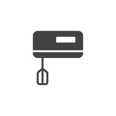 Mutfak Mikser simge vektör, düz işareti, üzerinde beyaz izole katı piktogram dolu. Yumurta çırpıcı sembolü, logo illüstrasyon.